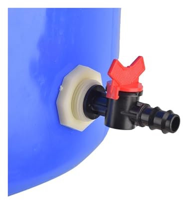 Accessoires pour Tonneaux De Pluie 3/4 inch PVC Rain Barrel Bulkhead Valve Adapter with 16、20mm Hose Adapter for Aquariums Water Tanks Pools Montage du Collecteur De Pluie(Color-C)