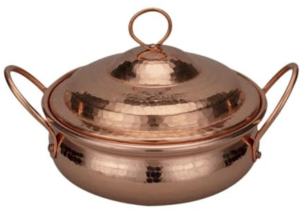 Milageto Copper Hot Pot Copper Cookware Stew Pan Elegant for Stovetop, Induction Saucepan Handmade Cooking Stockpot Pure Copper Pot, 18cm