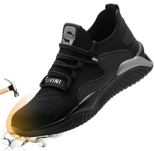 AQTDUAJ Chaussures de Sécurité Homme Femmes Chaussures de Travail Baskets de Sécurité Embout Acier Protection Antidérapant Légèr Respirante Gris 39EU