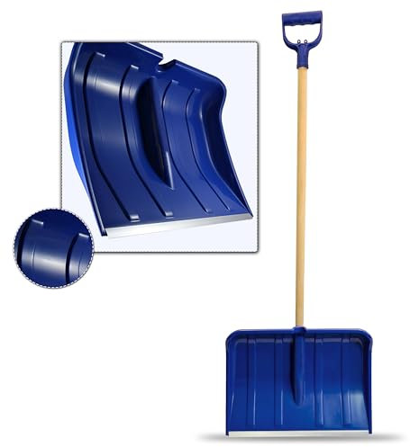 Schneeschaufel 140 cm mit Aluminium-Blatt – 49 cm breit, robuste Schneeschippe für Winterdienst, leicht & ergonomisch