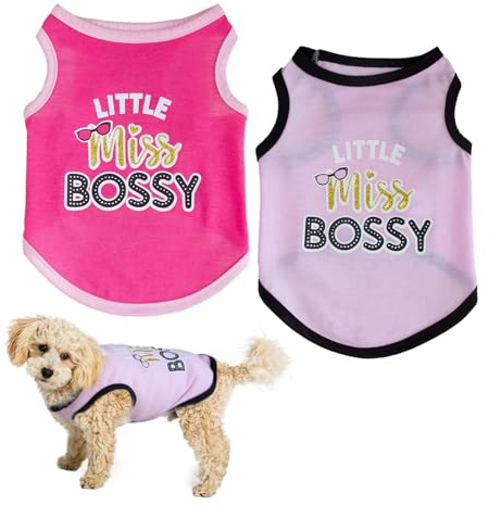 2 Pack Dog Shirts Puppy Clothes,Dog T-Shirt Summer Breathable Cotton Shirts Puppy Sweatshirt Dog Soft Tank Top Sleeveless Vest Pet Girl Boy Clothing for Dogs Puppies Cats (XS)