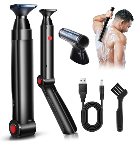 Back Shavers for Men, FERRISA Electric Razor for Man Wet or Dry Hair Trimmer Men, Body Groomer Kit with 2 Shock Absorber Flex Heads