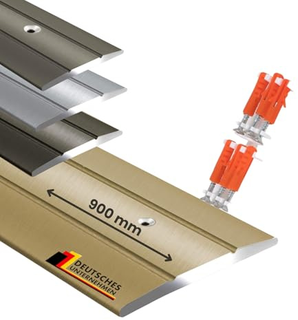 KARAT Profilé de transition pré-percé en aluminium doré 900 mm – Longueur 1 m, largeur 36 mm – Rail de transition en aluminium anodisé, barre de transition pré-percée, bande de recouvrement Firm