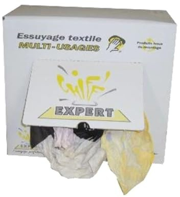 DSTOCK60 - Chiffons d'Essuyage Coton Extra Clairs 100% Coton, issus de Fibres Recyclées (Carton de 10 kg) E077ECX - 3700178200468