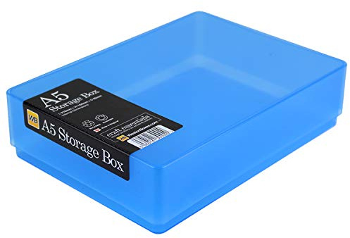 WestonBoxes A5 Plastic Craft Storage Boxes with Lids for Art Supplies, Paper and Card - 1.8 Litre Volume (Blue, Pack of 10)