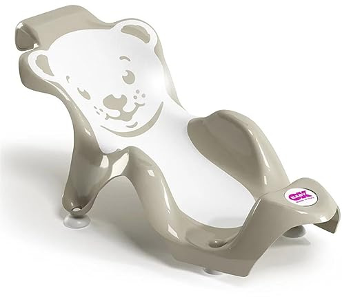 OKBABY Buddy Sdraietta Anatomica con Seduta in Gomma Antiscivolo per il Bagnetto del Neonato, 0-8 Mesi (8 kg), Grigio