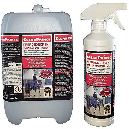 CleanPrince 2,5 Liter Pferdedeckenimprägnierung Pferdedecke Imprägnierung Wetterschutz Imprägniermittel Fleckschutz klar
