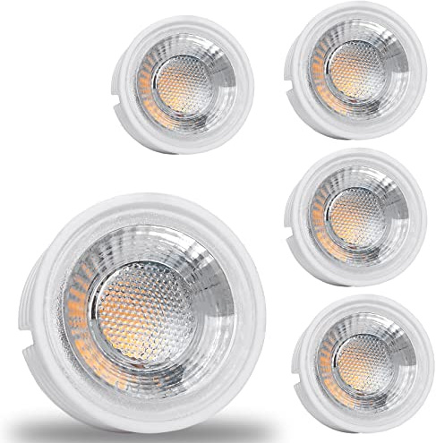 5 x LED Module as GU10 Replacement - 5 W 38° Dimmable Ceramic Super Flat 230 V - Light Bulb for Recessed Spotlights Lamp Bulb Light Spotlight (Warm White 3000 K)