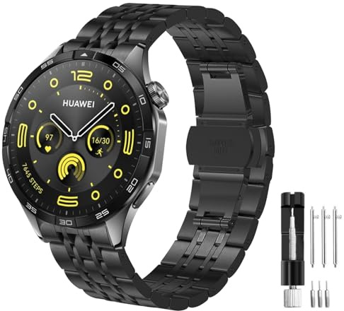 Armband für Huawei Watch GT 6 Pro/GT 6 46mm, 22mm Edelstahl Metall Ersatzband für Huawei Watch GT 5/5 Pro/4/3/3 Pro/2/2 Pro/2e/Ultimate 2/GT Runner Sport Active Classic 46mm/Galaxy Watch 46mm/3 45mm