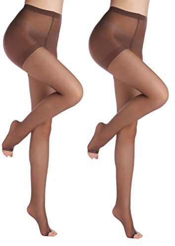 YAGAXI 20D Toeless Pantyhose, 2 Packs Sheer Open Toe Tights for Women