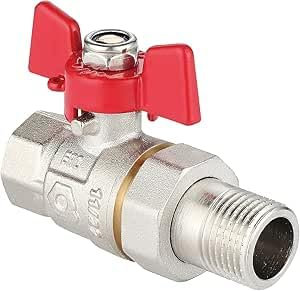 ZencQ Valvola a Sfera Con Attacco a Vite 1 1/4'' Mf Maniglia a Leva- Pn40 Bar Valvola a Sfera in Ottone Con Maniglia Ad Alette Per Uso Industriale, Con Filettatura Femmina E Maschiov (1 1/4 Pollice)