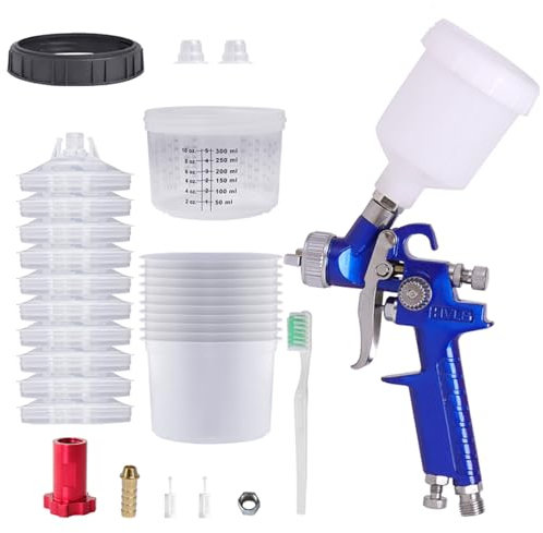 Mini Spray Gun, Air Spray Gun 125CC Cup Paint Sprayer, 0.8mm/1.0mm Spray Paint Nozzle for Auto Parts, Furniture, Fences, Ideal Tool (0.8mm with Disposable Cups)