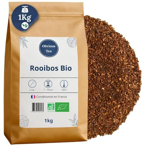 Organisk Rooibos Naturlig – Lös, vegansk infusion, 100% naturlig, icke-GMO – Ekologiskt odlad – Tillverkad i Frankrike – 1 kg påse (500 koppar)