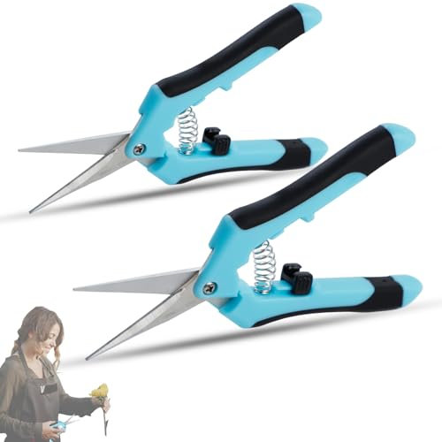 CXRYLZ-FUR 2 Piezas Tijeras Podar de Jardíneria, Tijeras de Podar de Mano Pequeñas con Cuchillas de Acero Inoxidable, Herramientas de Jardin para Arboles, Flores, Rosas, Frutas, Bonsáis