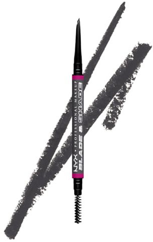NYX Professional Makeup Eyebrow Pencil, Nano-Precision Brows, Smudge-Proof Formula, Up to 16H Wear, Blade & Shade, Grey, 1 count