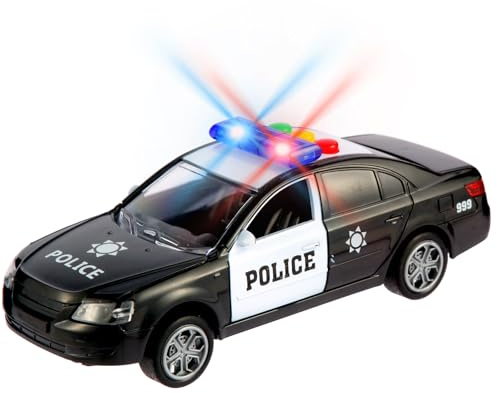 Cemirk Police Car Toy with Lights and Sounds, Friction Powered Cars for Kids, Durable 1:36 Scale Toy Car for Boys and Girls, No Battery Required