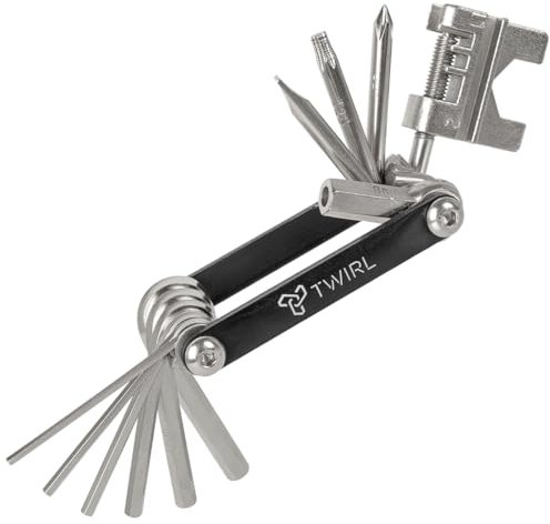 Fahrrad Werkzeug, 13 Funktionen, Stahl, kompakt, Fahrrad Werkzeug Set, F13 One von TWIRL, Schwarz, Silber