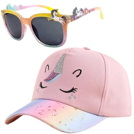 Matreeglam Gorra de béisbol de unicornio, gorra de béisbol ajustable con gafas de sol, gorra de snapback, gorra de béisbol para regalo, Rosa., Talla única
