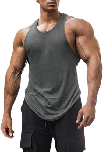 Runcati Tank Top Men's Sleeveless Shirt Gym Fitness Muscle Shirt Men Plain Lightweight Undershirt Summer Undershirt Slim Fit Bodybuilding Functional Shirt