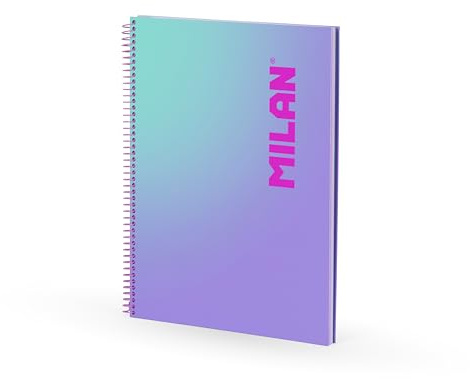 MILAN® Cuaderno A4 con espiral y tapa dura, papel cuadriculado, 90 hojas de 95gr/m², colección Sunset, lila