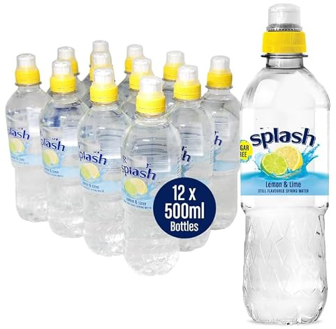 Splash Lemon and Lime Flavoured Water, Sports Cap, 500ml, Pack of 12