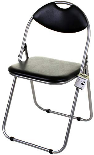 Marko Furniture Black & Pink Faux Leather Folding Chair Padded Seat & Back Rest Computer Office (Black)