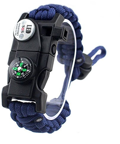 MansWill Bracelet de Survie Réglable, 7-Coeur Paracord Survival Wristband de Sport