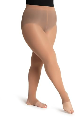 Capezio Womens Ultra Soft Self Knit Waistband Stirrup Tight, Light Suntan, 1X-2X US