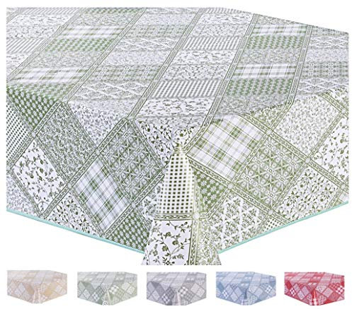 Home Direct Wachstuch Tischdecke Abwaschbar Eckig 140 x 240 cm Salbeigrün