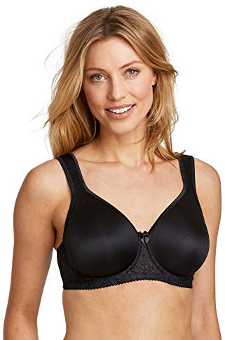 Miss Mary of Sweden Smooth Lacy Womens Moulded Cup Supportive Underwired T-Shirt Bra 44E Black