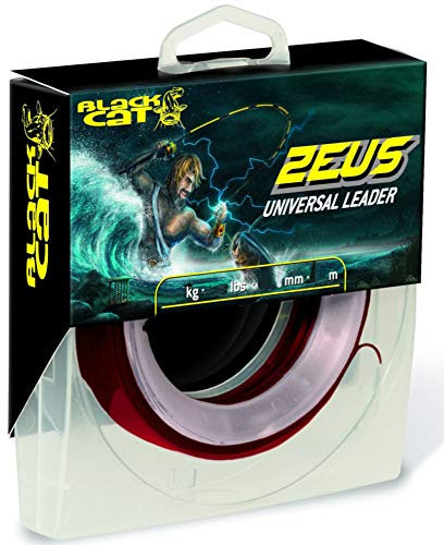 Black Cat Premium Zeus Universal Leader beinahe unzerstörbares Vorfach Wels Angel Zubehör Angelschnur, rot, 0,80 mm