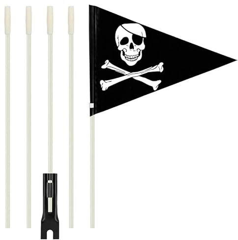 BEIMEIII Sicherheitswimpel 180cm mit Stab reflektierend Gelbe Wimpelstange Verstellbare Kinderfahrradfahne Fahrrad Wimpel Für Kinderfahrrad (Schwarz)