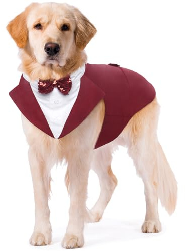 Kuoser Tuta per cani e smoking set bandana, abbigliamento animale, cappotto cucciolo costume matrimonio, Halloween, compleanno, feste, S-XXL