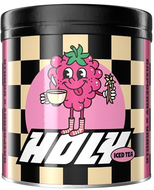 HOLY Iced Tea Framboise x Thé Vanille en Poudre - 50 Portions Thé Glacé - Ice Tea Sans Sucre - Boisson Rafraîchissante Vegan aux Antioxydants - Arômes de Fruits 100% Naturels