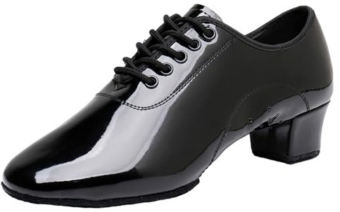 ZHENSI Herren-Latein-Tanzschuhe Wildleder Geteilte Sohle Niedriger Absatz Für Den Innenbereich Teenager Moderne Ballsaal-Schuhe,Black b,35 EU