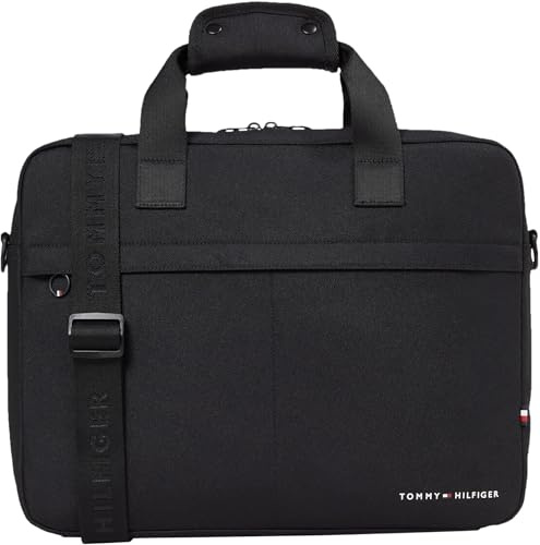 Tommy Hilfiger Sac pour Ordinateur Portable Homme Element Computer Bag avec Bandoulière, Noir (Black), Taille Unique