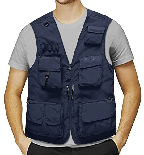 KBOPLEMQ Anglerweste Herren, Weste Herren Sommer Outdoor Weste mit Mehreren Taschen Leicht Dünne Weste Klettern Weste Camping Fotografie Ärmellos Angeljacke Einfarbige Westen Streetwear