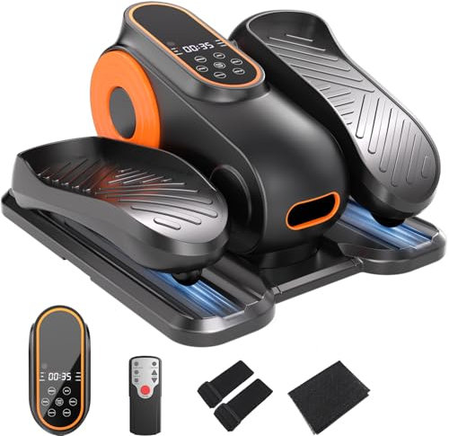 Morelax Mini Elíptica Eléctrica de Fitness para Casa Pedaleador Electrico Bajo Escritorio, Elíptica Motorizada, Silencioso y Portátil, Control Remoto,Pantalla,Almohadilla Antideslizante,12 Velocidades