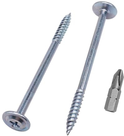 SKIR'CO (50 st) Förzinkade stålskruvar 4,2 x 65 mm, självgängande träskruvar, metallskruv, PH modifierad fackverkshuvud