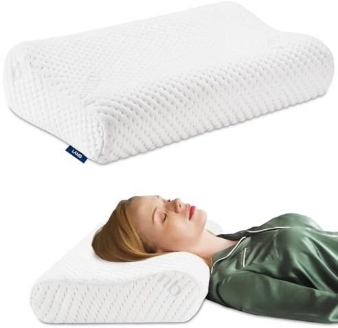 LAMB Höheneinstellbares Kopfkissen Memory Foam,Ergonomisches Kissen für Seitenschläfer & Rückenschläfer,Nackenstützkissen mit Waschbarem Bezug,60 x 36 cm