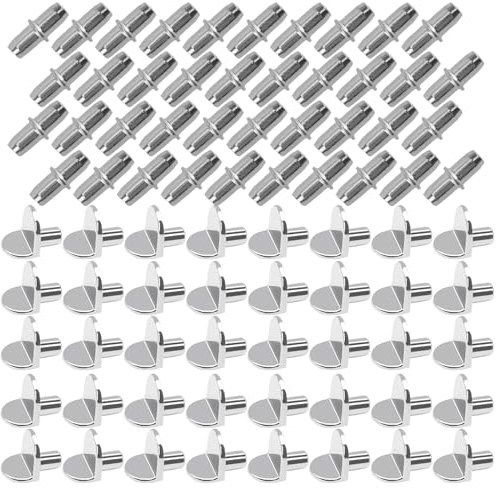 40 PCS L-Shaped Shelf Support Pegs, 40 Pcs Shelf Supports Pins 5mm Studs Push in Stainless Steel, Metal Shelf Pegs Shelf Pins for Kitchen Cabinets Wardrobe Furniture Shelves Wood Glass Shelf