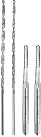 sourcing map Tap and Drill Bit Set, 2pcs 2-56 UNC Straight Flute Thread Screw Taps & 2pcs 1.8mm Twist Drill Bits, HSS-6542 Tapping Threading Tool Kit