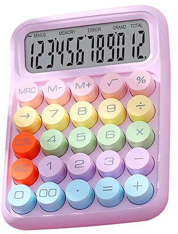 Calculadora de Escritorio Electrónica, Colorido Calculadora de Interruptor de Teclado Mecánico con Botones Grandes, Calculadoras Color de Dulces Lindo Botón Redondo de Pantalla
