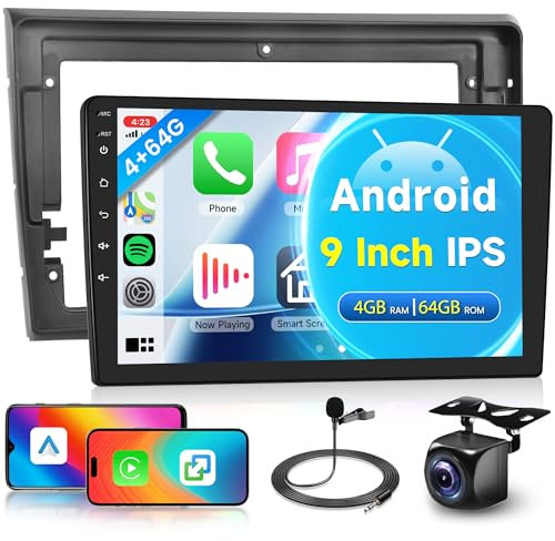 4G+64G Wireless Carplay Android Autoradio 2 Din per FIAT Bravo 2007-2014 9 Pollici Touchscreen Autoradio con Android Auto GPS Navi WiFi Mirror Link Bluetooth FM/RDS/32 EQ/USB/SWC Telecamera Posteriore