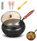 Bienll Japanische Eisenpfanne, Japanische Eisenpfanne, Uncoated Iron Pan, Schmiedeeiserne Pfanne, Eisenpfanne Ohne Beschichtung (B-Glasabdeckung, 30CM)