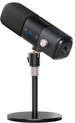 NearStream Microfono da Tavola Gaming Dinamico con Connessioni USB e XLR, Rilevamento Supercardioide & Plug and Play &Riduzione del Rumore AI&Guadagno Audio &Monitoraggio Audio,AM15X