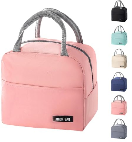 SUOXU Insulated Lunch Bag for Men Women Kids Cool Bag- Reusable Thermal Food Bag Ice Pack with Leak-Proof Liner, Cooler Tote for Work, School, Picnic & Travel (Pink-5L)