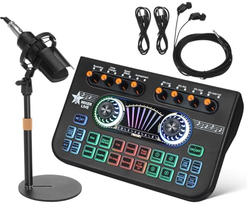 Angoily Scheda Audio Mixer Attrezzatura Per Studio Musicale Per Registrare Musica Su Mixer Audio Kit Microfono Musicale Macchina Per Effetti Sonori Console Di