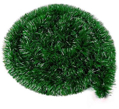 Acan Tradineur - Espumillón, Guirnalda Pino Verde, plástico, oropel Colgante, Adorno, decoración Navidad, chimeneas, hogar, 15 x 270 cm