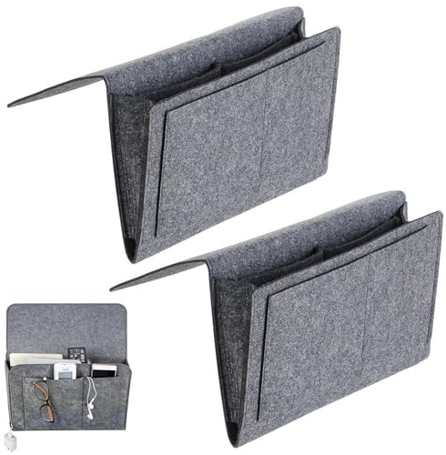 Touosy 2 Piezas Organizador Colgante con Compartimentos Organizador Sofa, Desmontable Bolsa Organizadora de Fieltro Antideslizante para Mesita de Noche Cama y Sofá (32x21 CM)